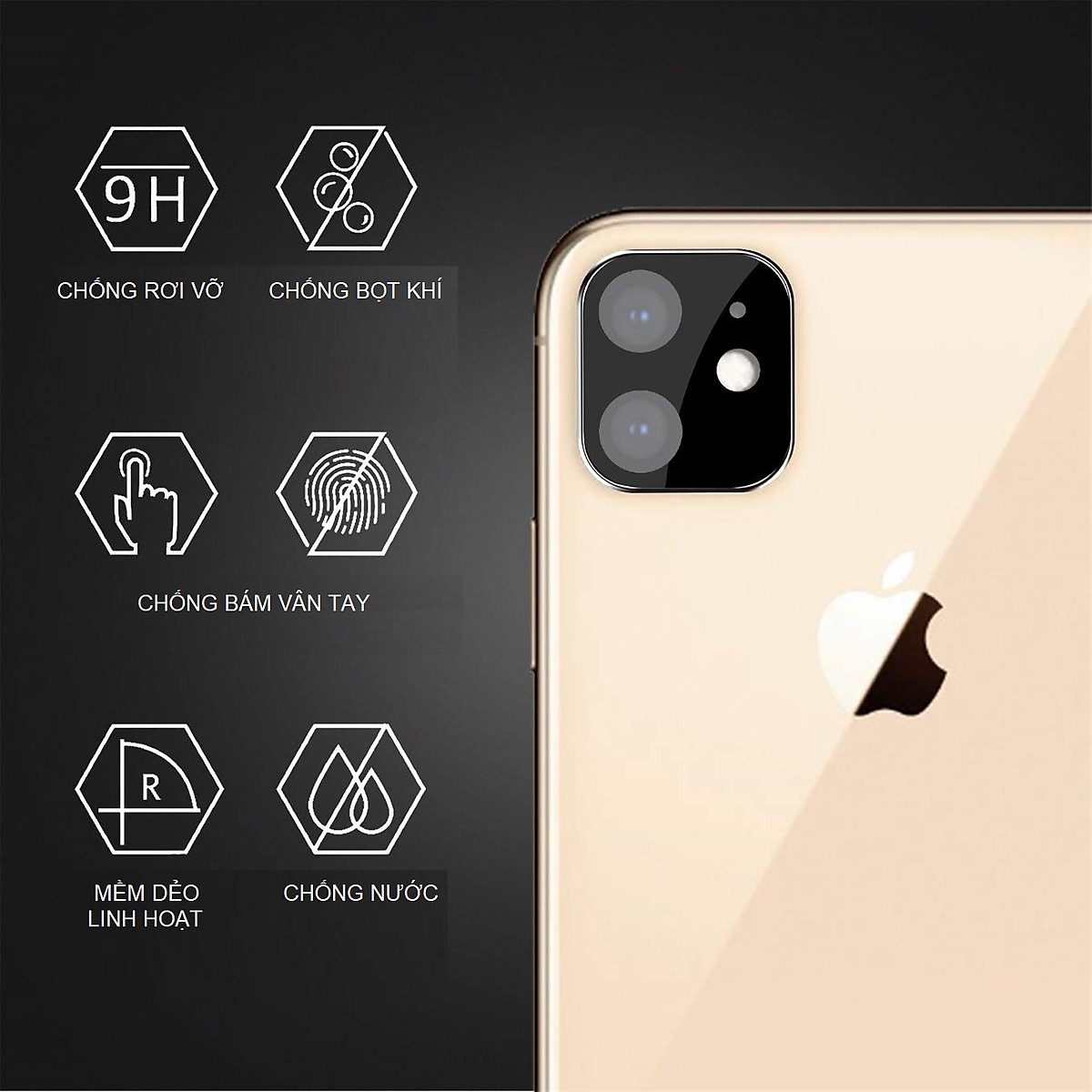 Miếng Dán Cường Lực Camera Dành Cho Iphone 11 Pro/ Pro Max ( Màu Đen)