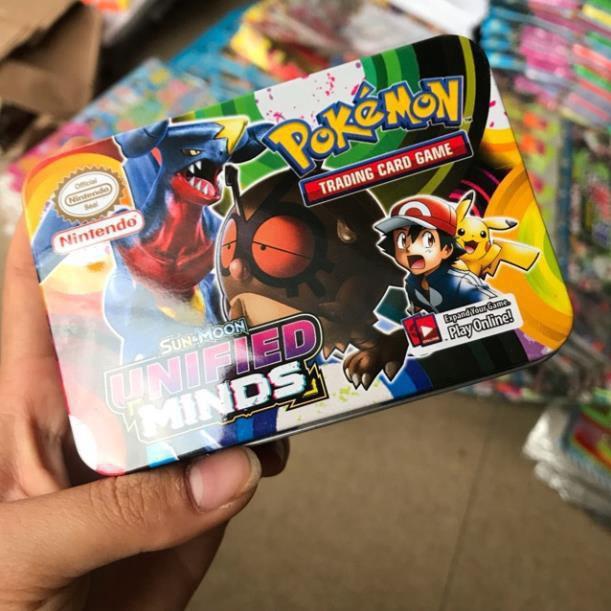 Thẻ bài pokemon hộp sắt 40 lá kèm thẻ VIP 7x5cm