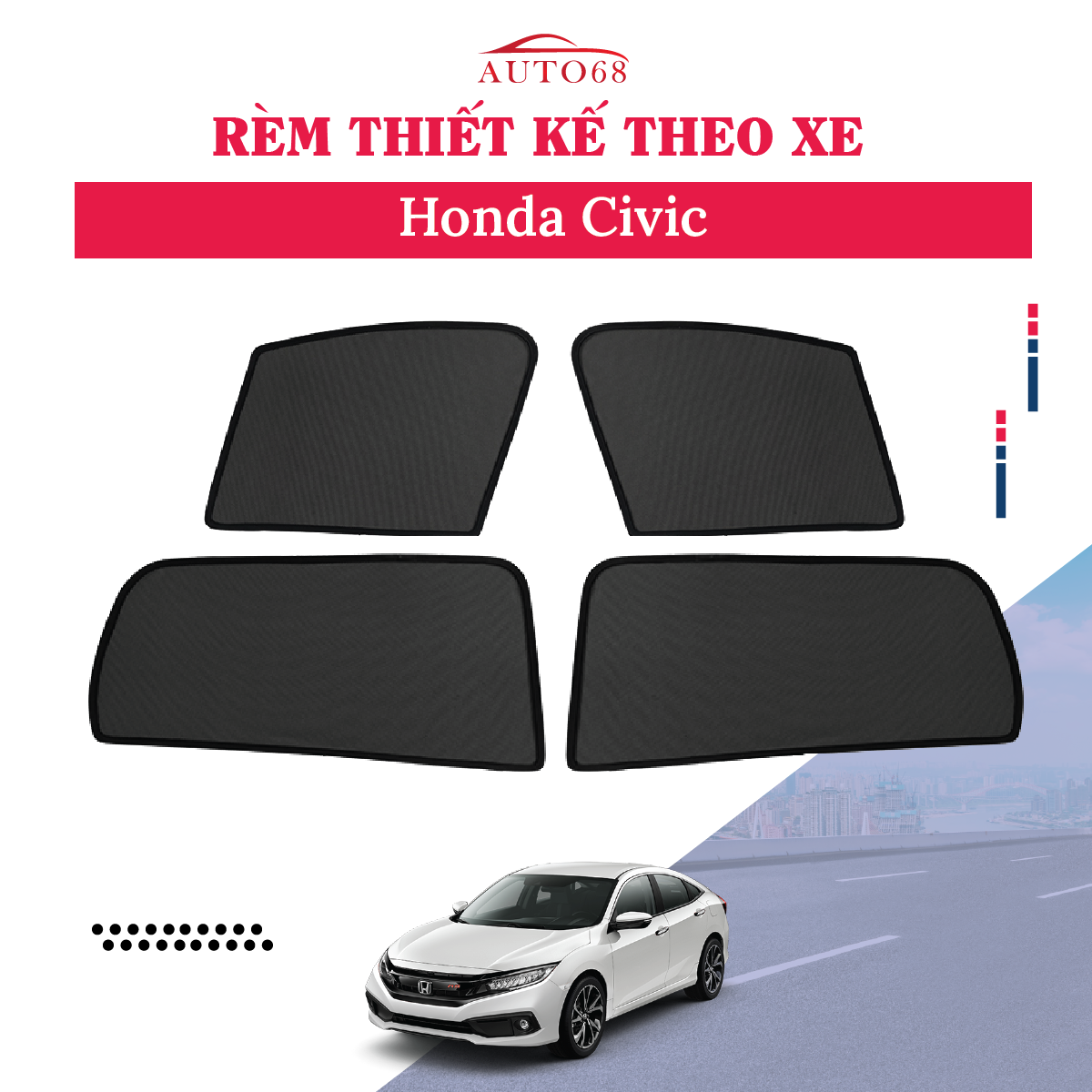 Rèm che nắng, Chắn nắng nam châm ô tô dành cho xe Honda Civic
