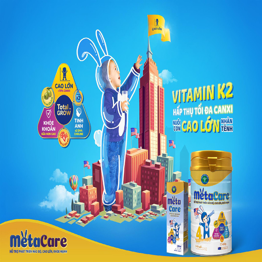 Sữa bột Nutricare Metacare 3 Mới - phát triển toàn diện cho trẻ 1-3 tuổi (400g, 900g)