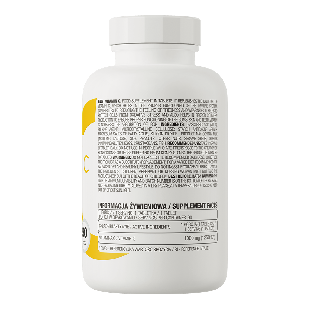 Ostrovit Vitamin C 500mg - 90 viên - Hỗ Trợ Hệ Miễn Dịch, Mờ Thâm, Sáng Da, Tăng Cường Sức Đề Kháng