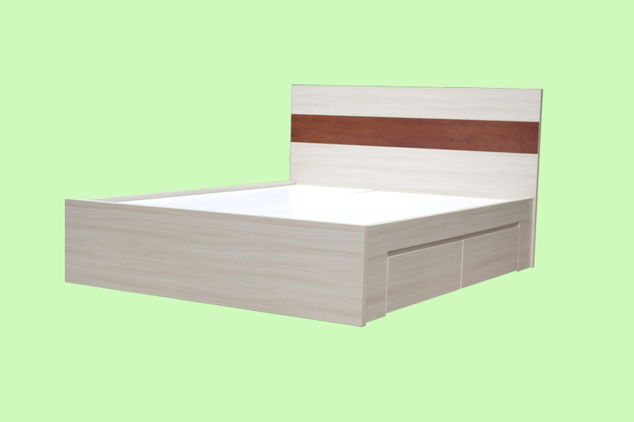 Giường ngủ 2 ngăn tủ HT 28.1 MDF Melamine Vân Gỗ chống trầy xước