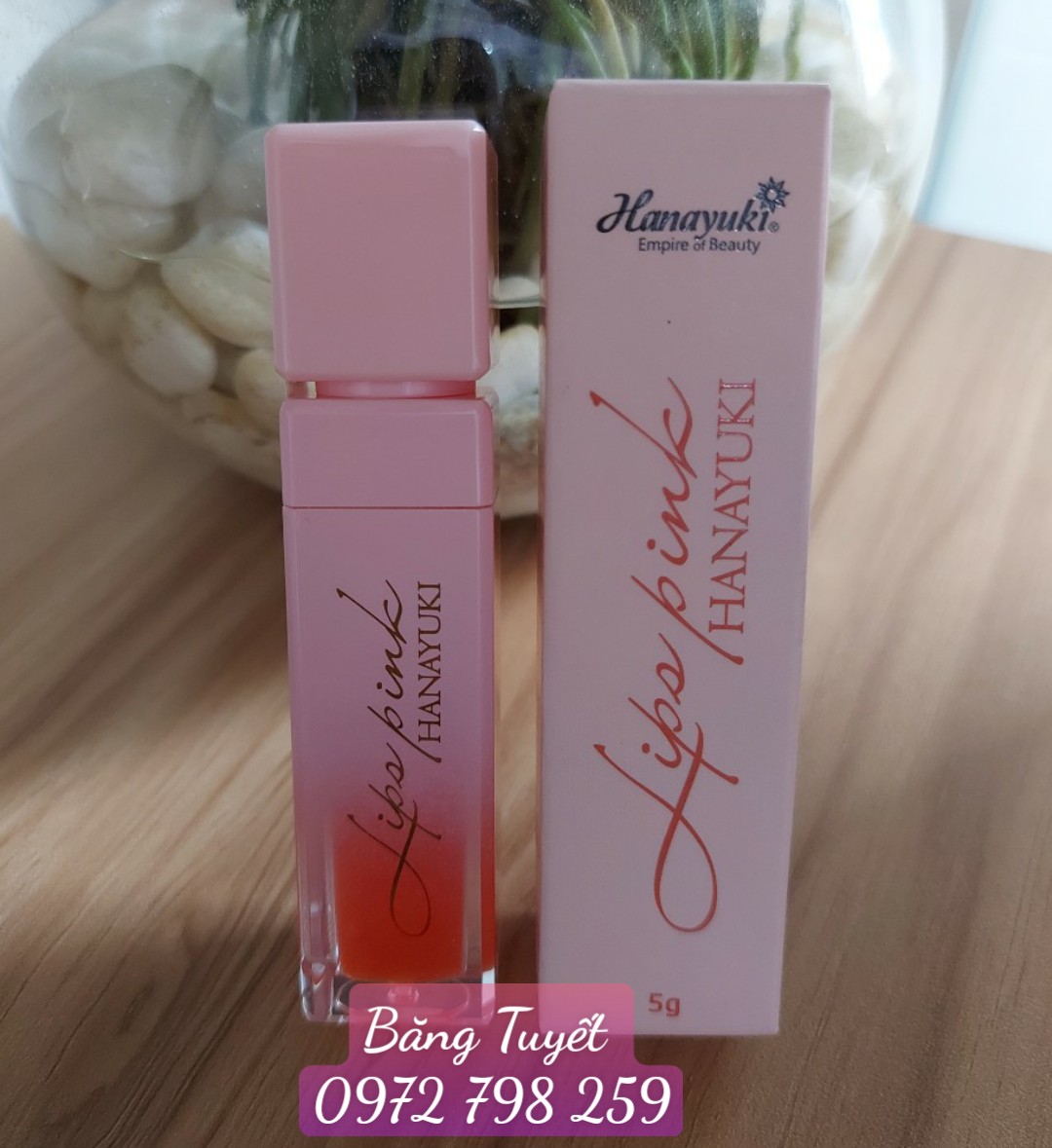 Son dưỡng Hanayuki xoá thâm, hồng môi-Lips Pink Hanayuki 5g