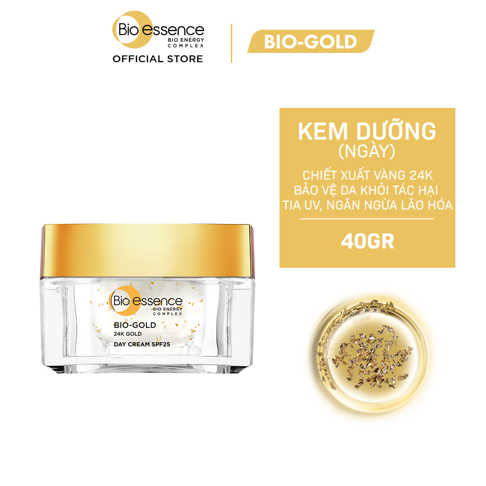 Kem Dưỡng Ngăn Ngừa Lão Hóa Chiết Xuất Vàng Sinh Học 24K Bio-Gold SPF 25 Ban Ngày Bio-Essence (40g)