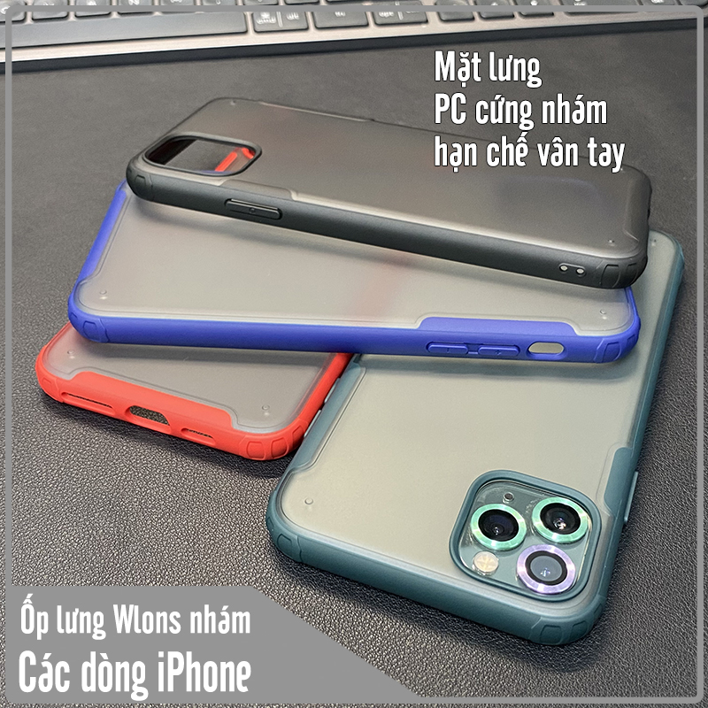 Ốp lưng nhám viền màu chống sốc cho các dòng iPhone