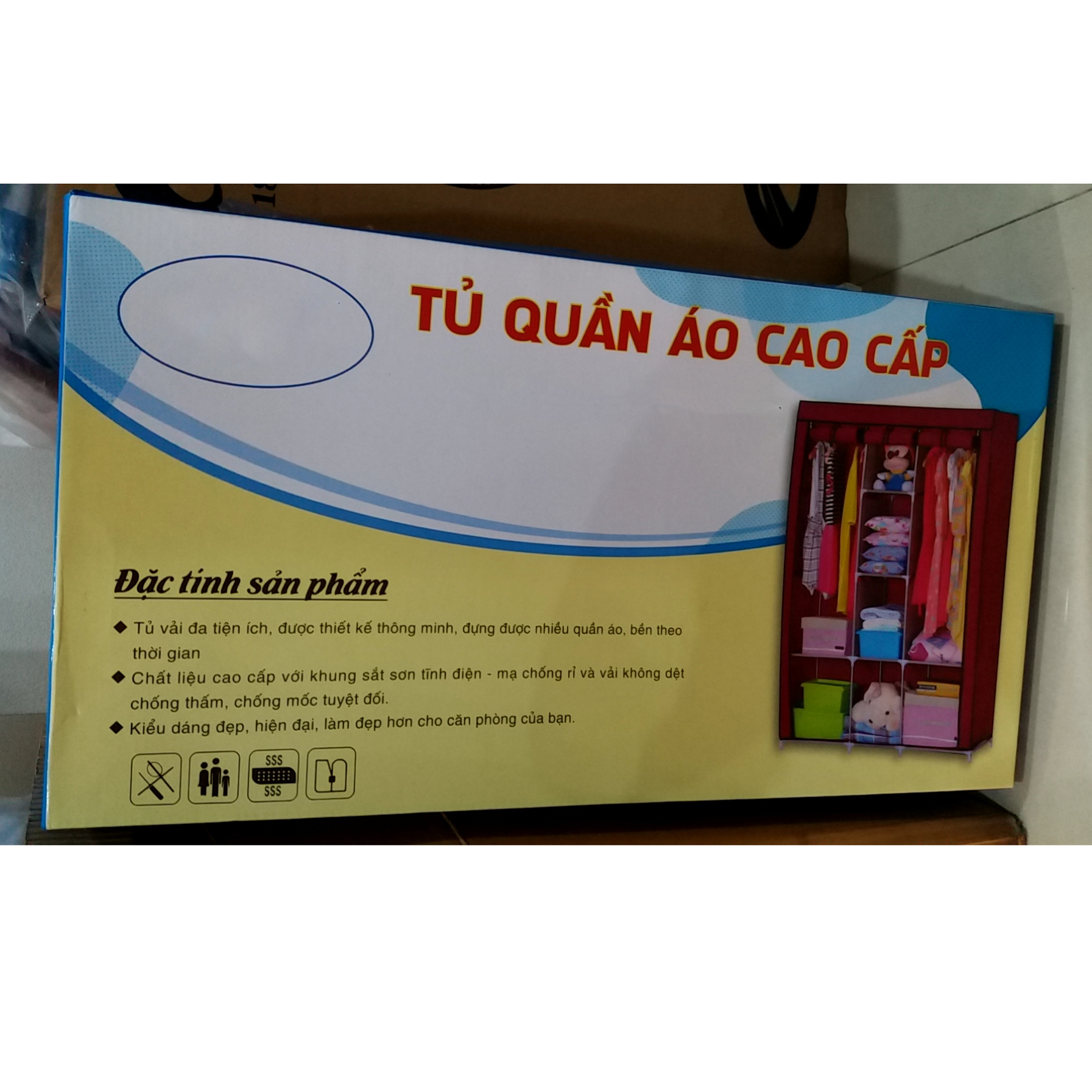 Tủ vải quần áo 3D gia đình cỡ lớn - Mẫu mới 2019 - Màu giao ngẫu nhiên