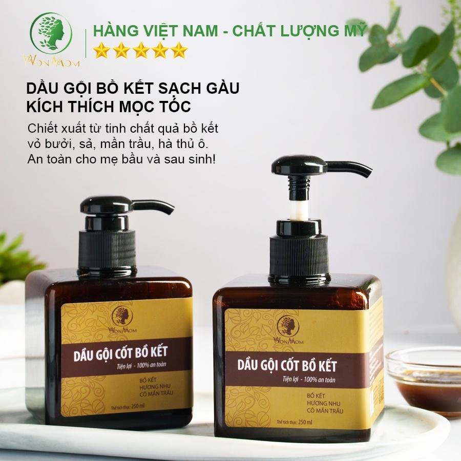 Dầu Gội Cốt Bồ Kết Sạch Gàu, Nuôi Dưỡng Tóc Đen Mượt Wonmom 250ml