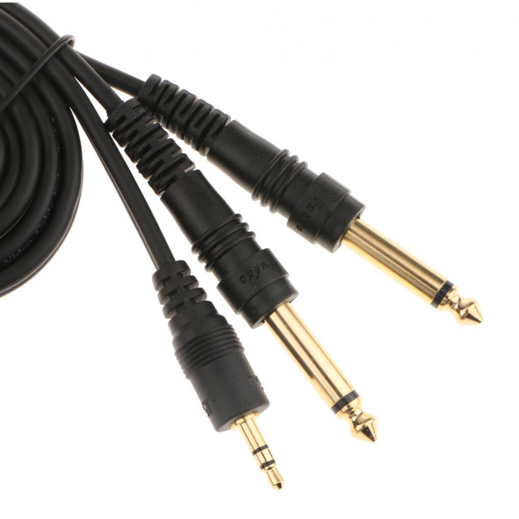 2Pcs 3.5mm to Double 6.5mm Adapter Male to Male Audio Cable Cord Wire 1m