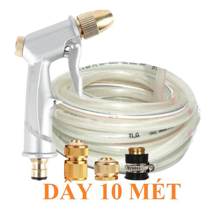 Bộ dây vòi xịt nước rửa xe, tưới cây , tăng áp 3 lần, loại 7m, 10m 206701 đầu đồng, cút đồng, + túi đựng bút