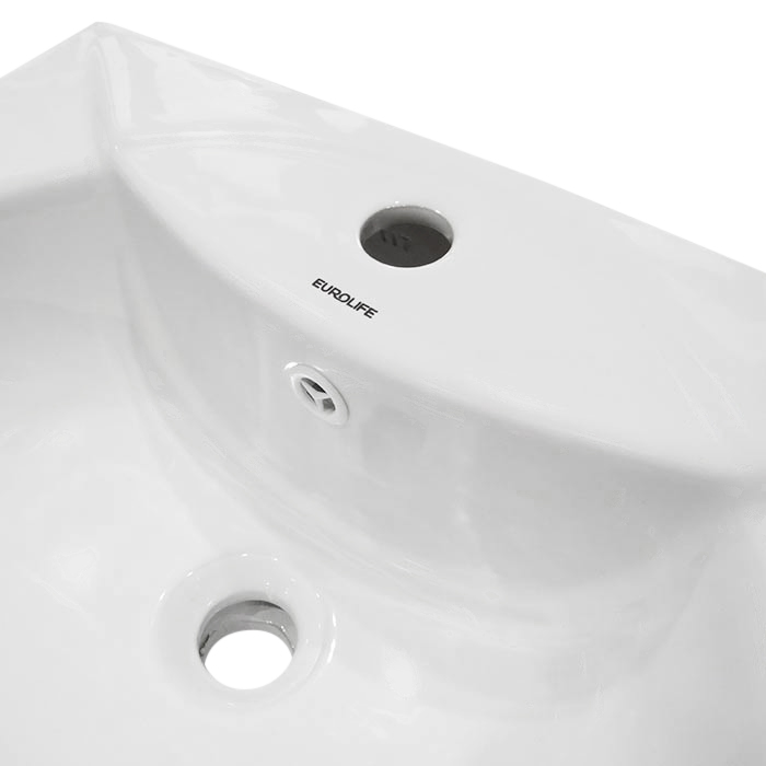 Chậu Lavabo sứ men Nano tuyết trắng chân treo Eurolife LVB-01