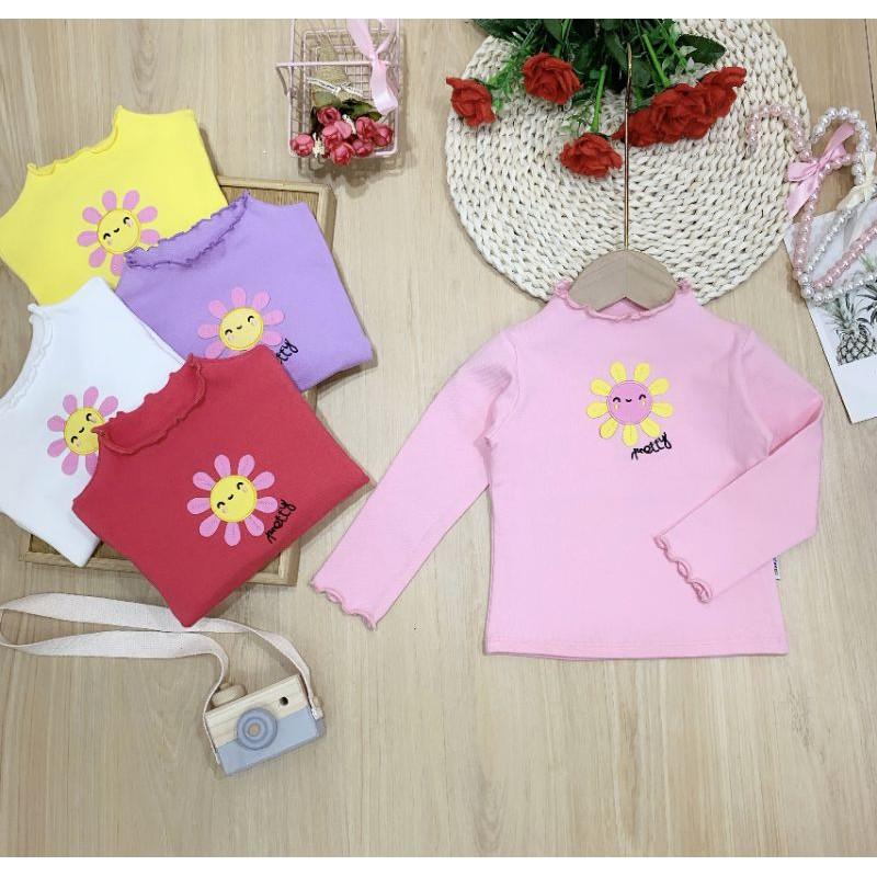 Áo cotton len cổ 3p bé gái