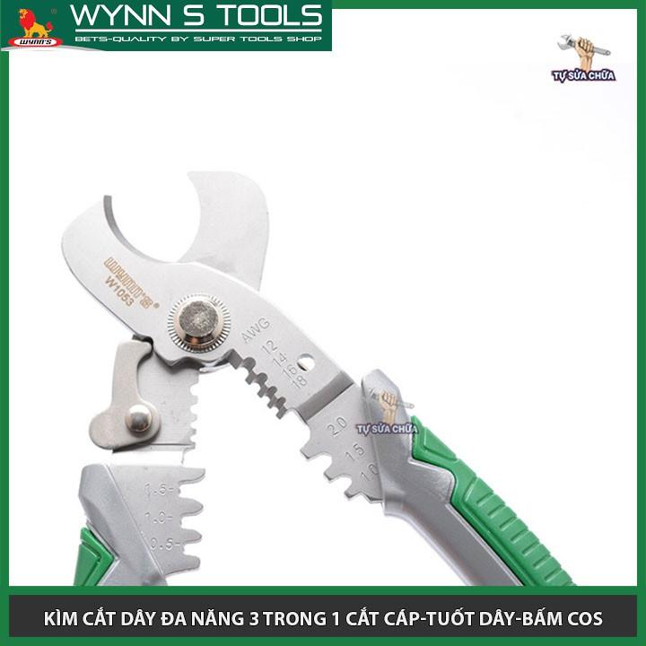 Kìm cắt dây đa năng cao cấp 3 trong 1 Wynn's 7inch/175mm (Cắt cáp-Tuốt dây-Bấm cos) hàng chính hãng loại xịn