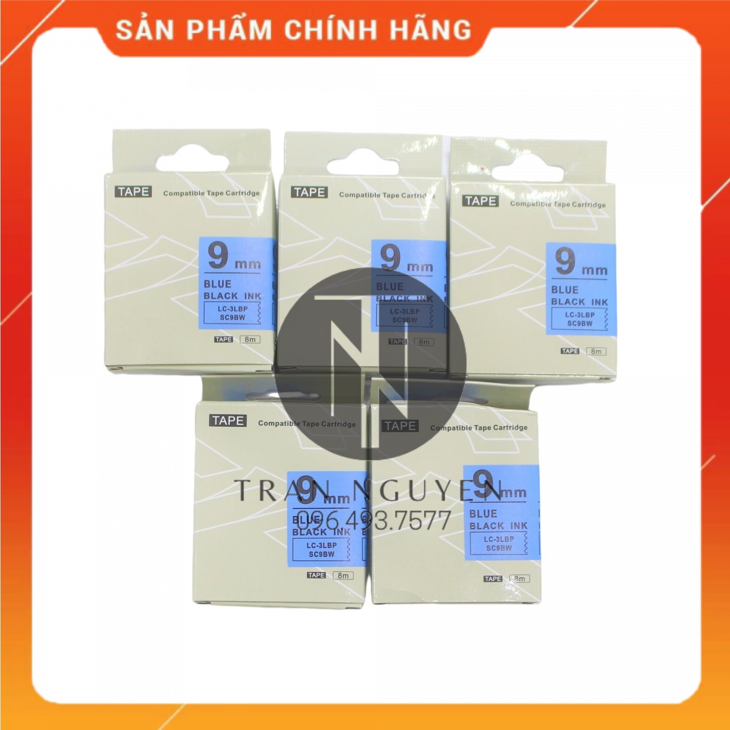 Nhãn in Tepra SC9BW - Chữ đen nền dương 9mm x 8m - Hàng nhập khẩu