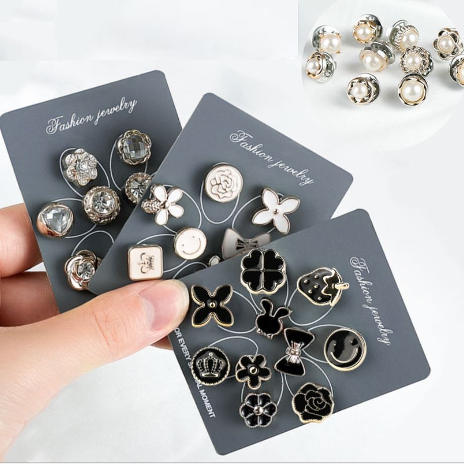 Set 10 nút cài áo mini siêu dễ thương cài được cho áo vest, áo sơ mi thay cúc áo, có nhiều kiểu dáng lựa chọn