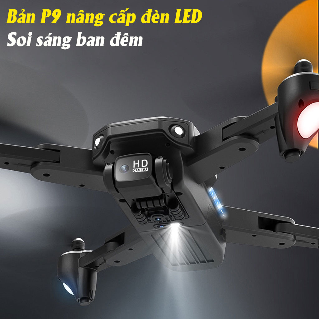 Flycam P9 Pro có Camera Kép Cảm Biến Tránh Vật Cản Chướng Ngại Vật 4 chiều, Thời Gian Bay 20 Phút camera 8K HD, Có Thể Điều Chỉnh Camera -Hàng Chính Hãng