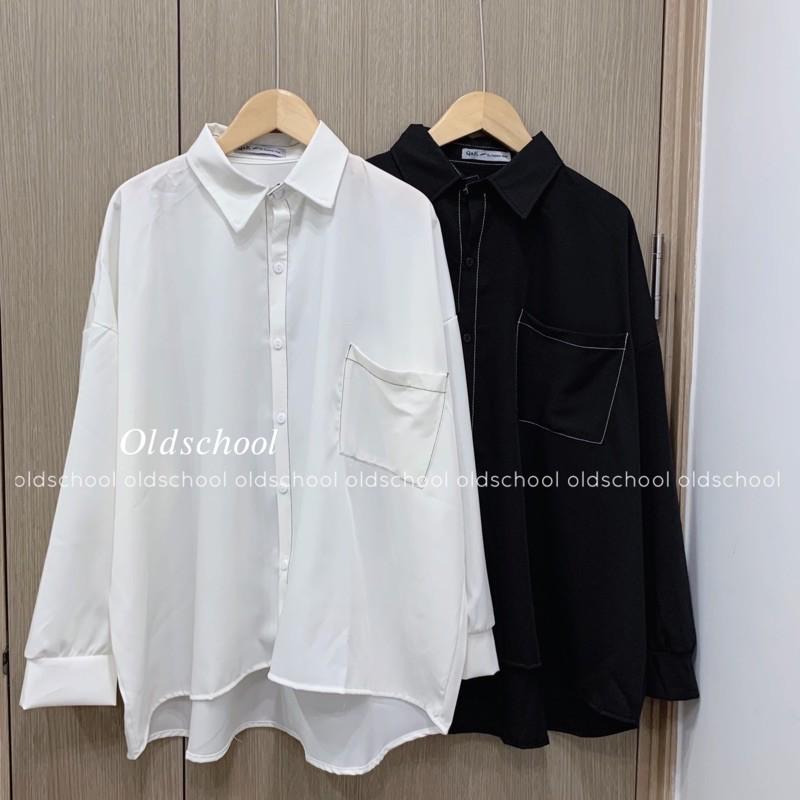 SƠ MI LỤA VIỀN CHỈ ULZZANG