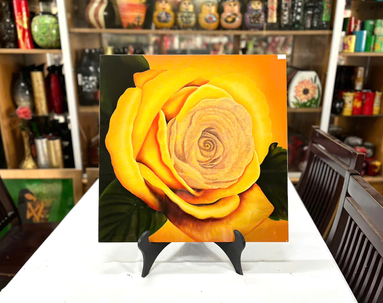 ️ Tranh Sơn Mài - Hoa Hồng Vàng - Size 48.5x48.5 cm