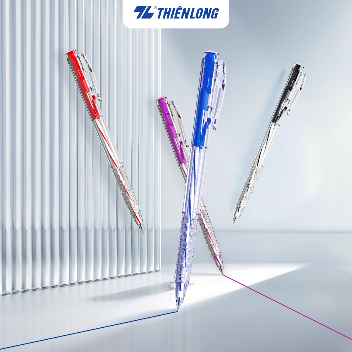 Combo 5 - 10 - 20 Bút Bi Thiên Long Tl - 027 - Mực Xanhđenđỏtím - Combo 20 Chiếc - Xanh