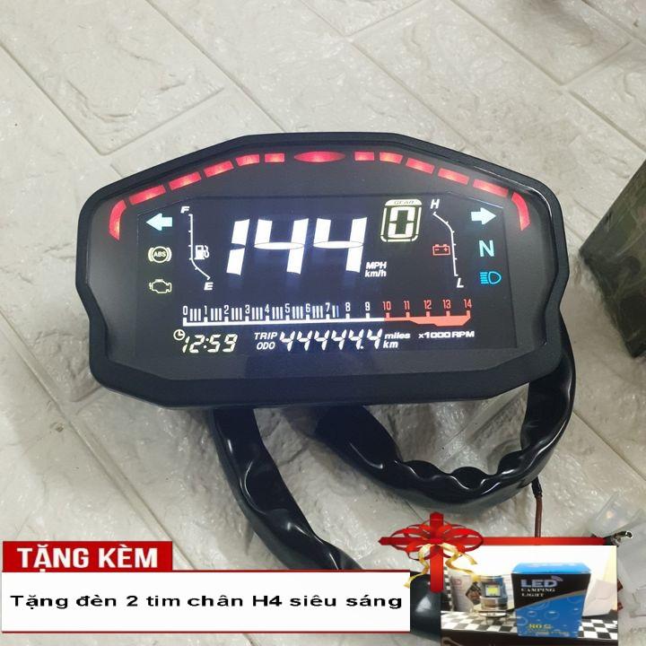 Đồng hồ điện tử dành cho xe DUCATI - màn hình LCD siêu chất - Tặng kèm đèn LED 2 tim chân H4 siêu sáng - A2098