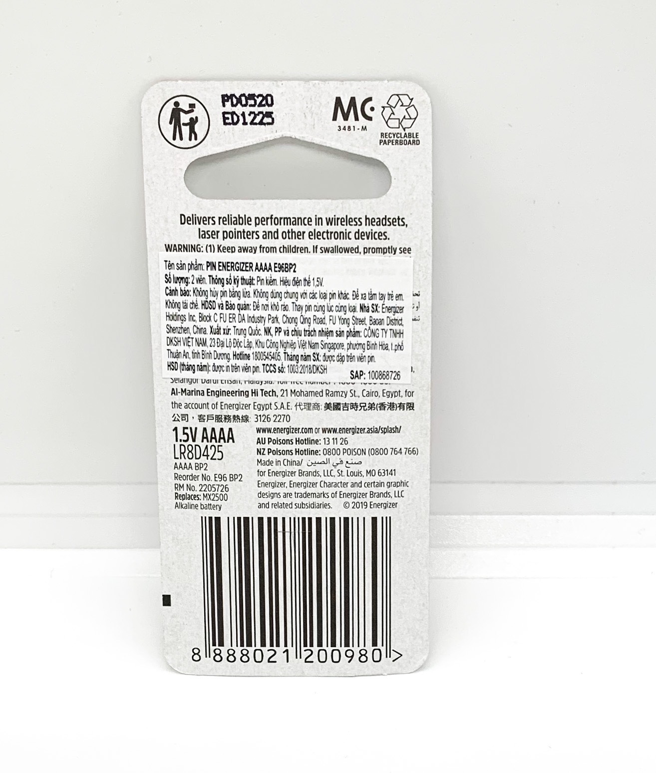 Vỉ 2 Viên Pin AAAA Energizer Kèm Hộp Bảo Quản - Hàng Chính Hãng
