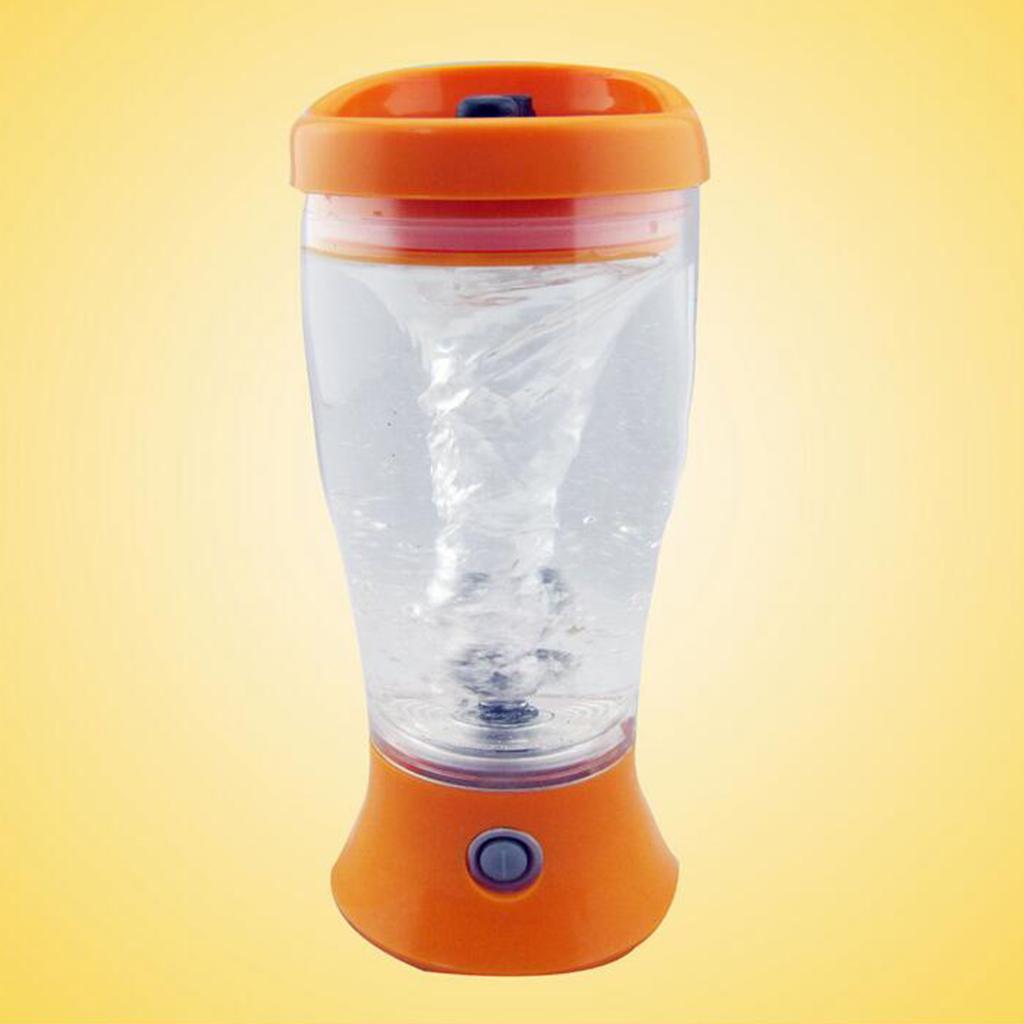 Self Stirring Coffee Tea Mug Automatic Mixing Cup Outdoor Travel Orange