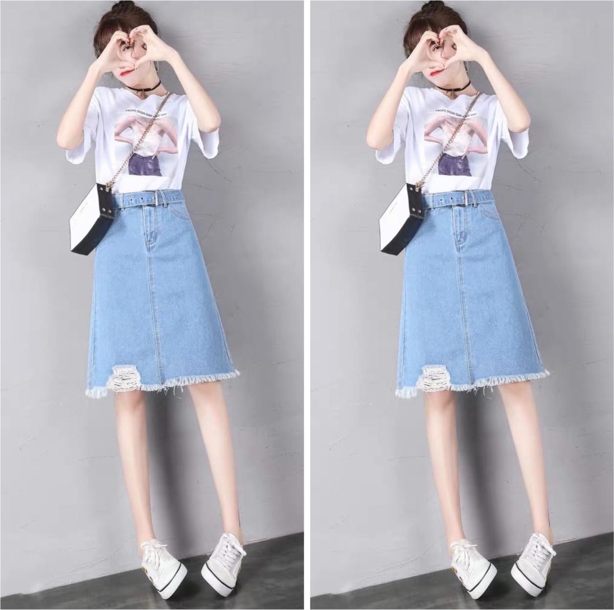 CHÂN VÁY JEAN DÀI PHOM CHỮ A VẢI JEAN MỀM KHÔNG CO DÃN ms 1760