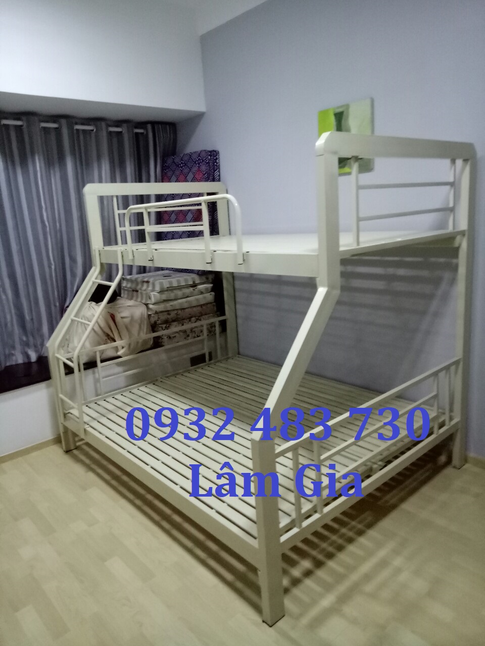 Giường sắt 2 tầng hộp 48 cao cấp 1m6x1m8 dài 2m