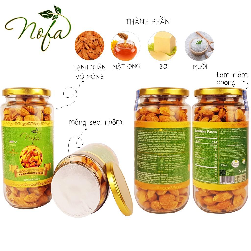 Hạnh nhân rang bơ NOFA thơm giòn 500g, Hạt hạnh nhân Mỹ vỏ mỏng