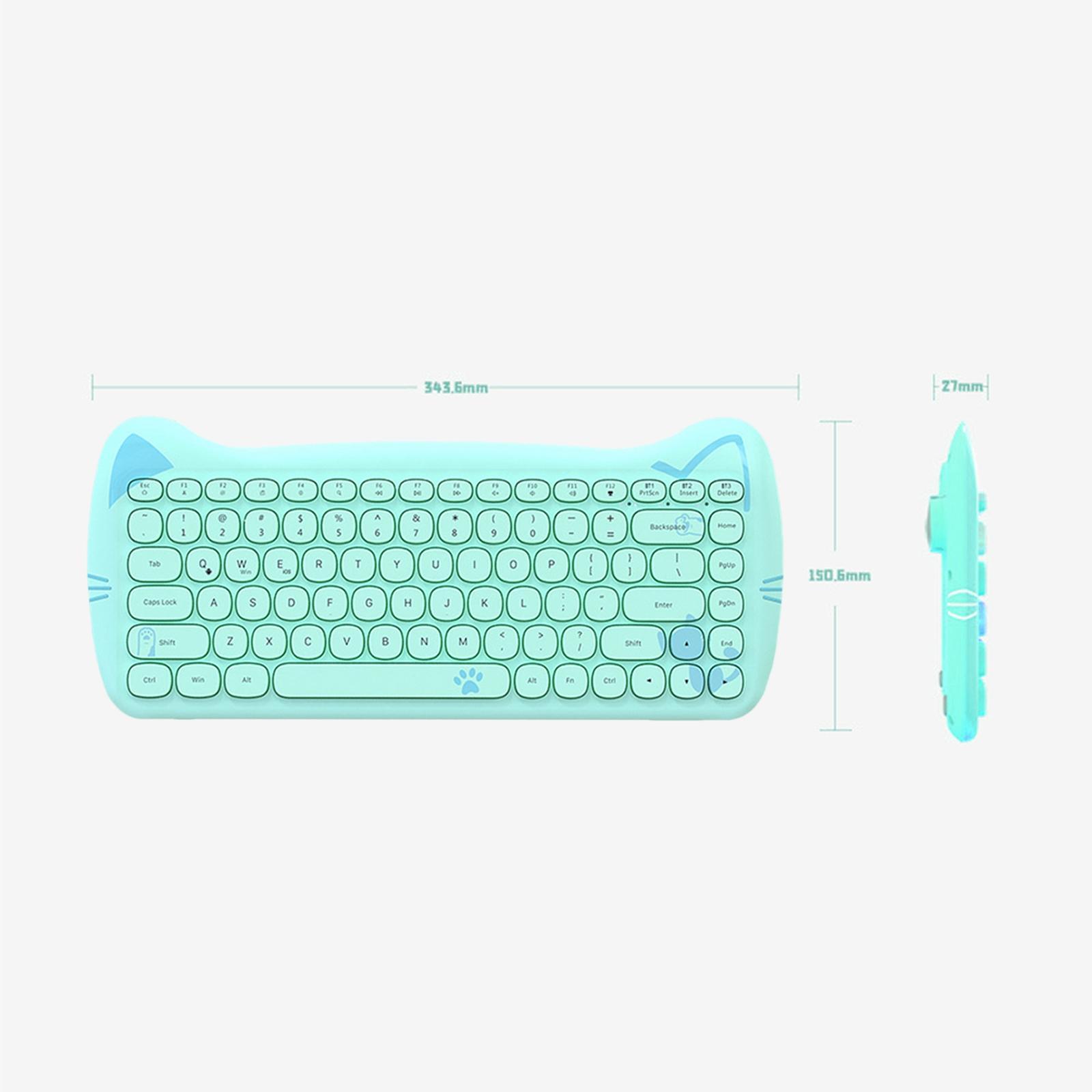 Cute 2.4G Wireless Keyboard 84-Key Desktop Bluetooth/Wired Gaming Keypad for Android Windows