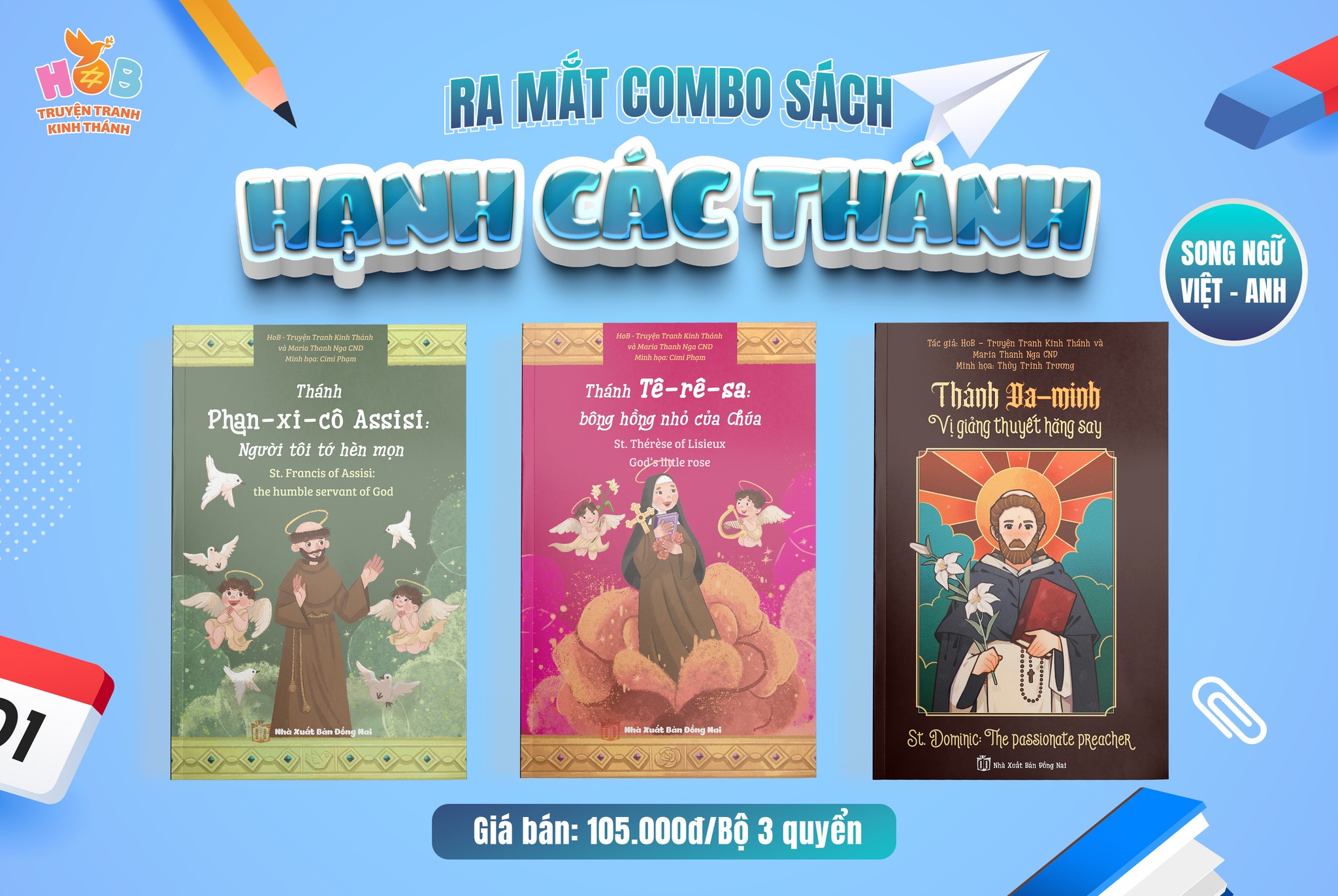 Sách - COMBO HẠNH CÁC THÁNH 01 - Truyện tranh kinh thánh song ngữ