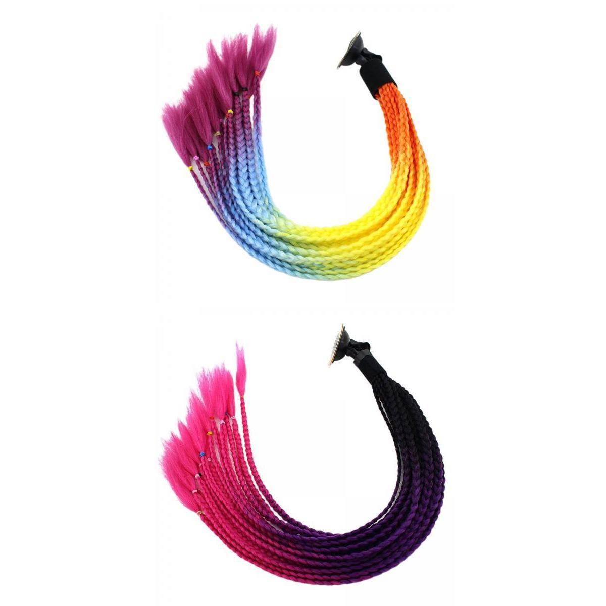2Pcs 55cm Hair Helmet Ponytail Gradient Ponytail for Motorcycles