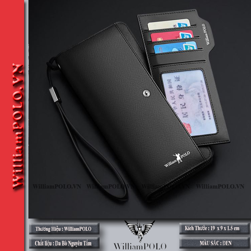 Ví cầm tay nam - ví nam cao cấp Full hộp WilliamPOLO - V35