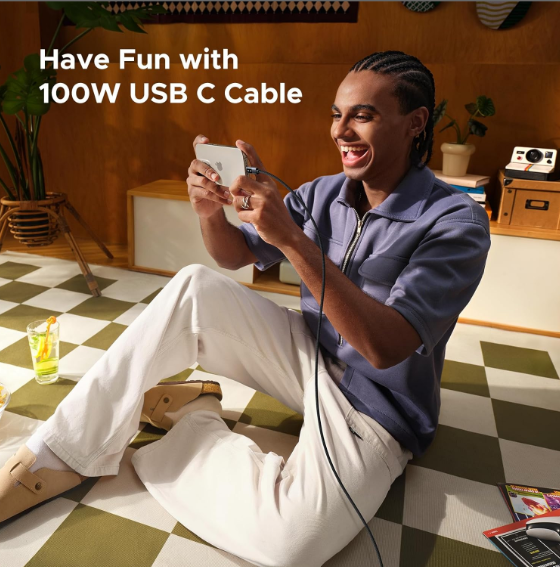 Cáp sạc nhanh USB Type C 100W 5A có đèn led Ugreen 45612 (Dài 0.5m) - Hàng chính hãng