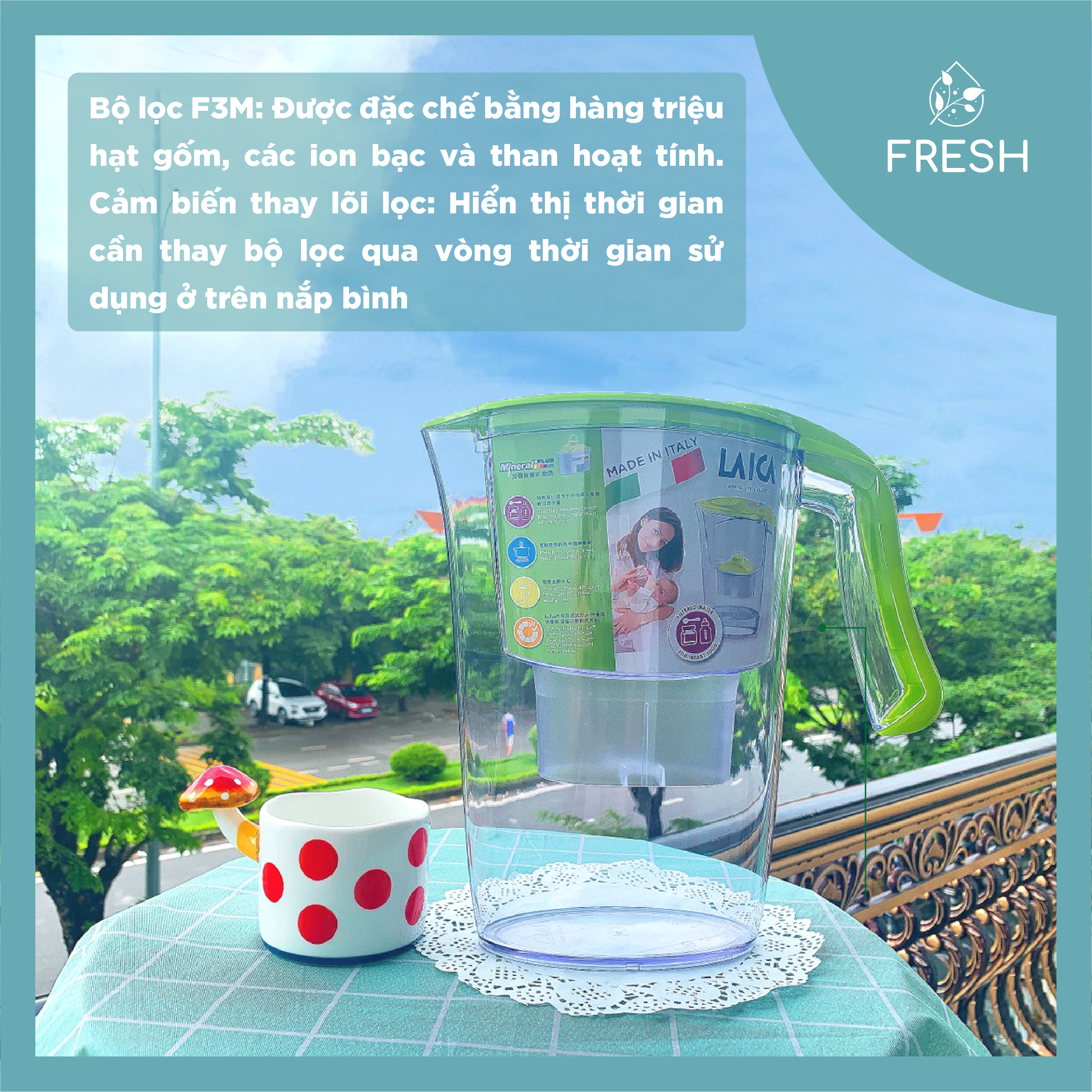 Bình Lọc Nước Gia Đình Cao Cấp LAI CA Than Hoạt Tính - FRESH OFFICIAL