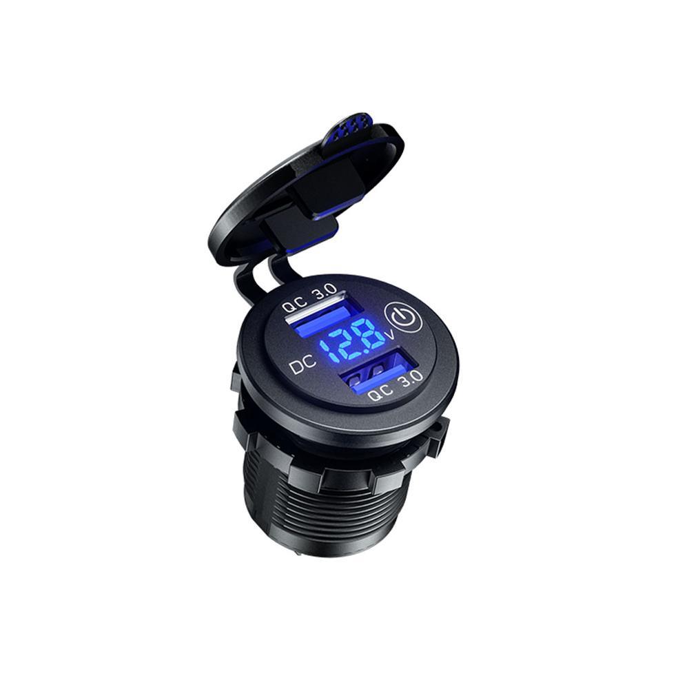 12V 24V QC3.0 USB Bộ sạc xe hơi với công tắc cảm ứng Đèn LED Voltmeter Bộ chuyển đổi nguồn chống thấm nước cho xe tải SUV Motor Marine Motor