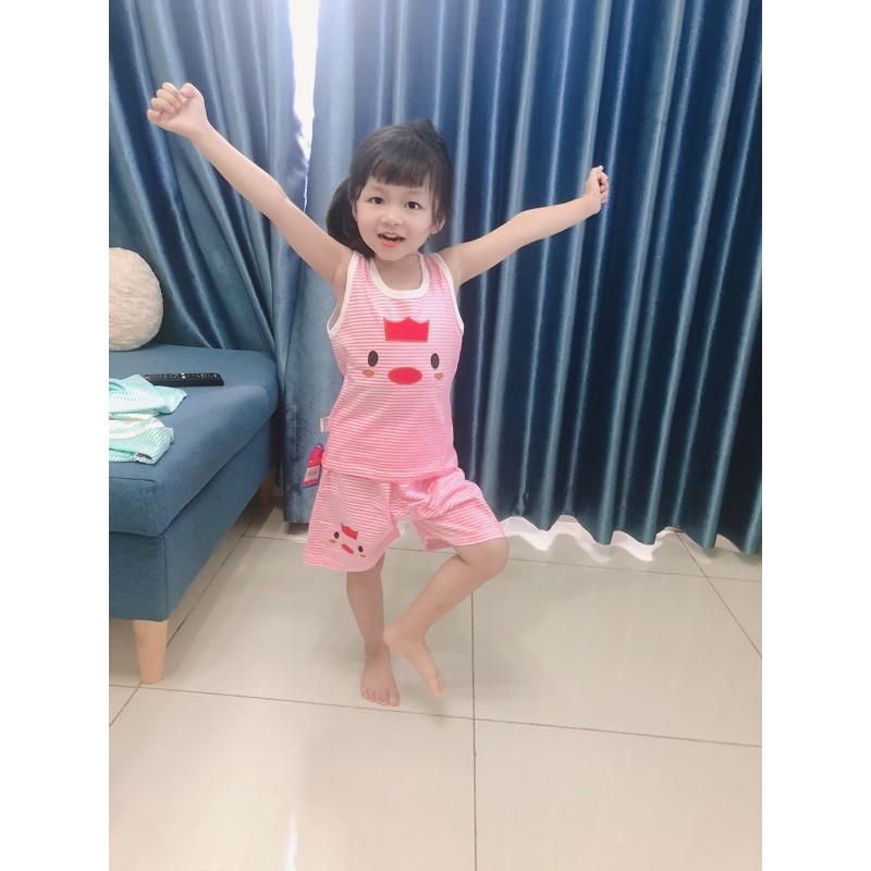 Đồ bộ ba lỗ bé gái và bé trai/ bộ hoạ tiết in sọc dễ thương 100% cotton