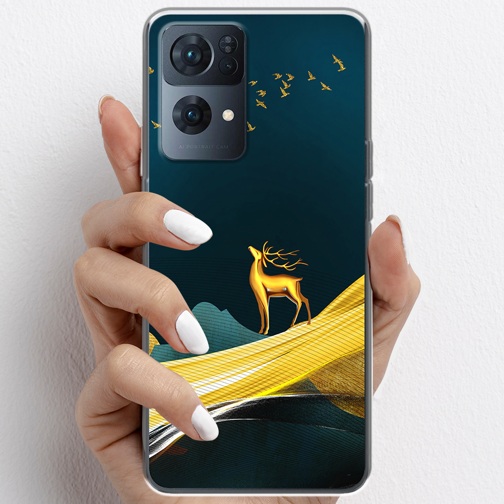 Ốp lưng cho Oppo Reno7 Pro  nhựa TPU mẫu Nai vàng