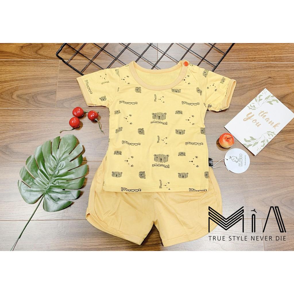 Bộ Cộc Thun Lạnh K.woo Bé Trai, Bé Gái Họa Tiết Mặt Gấu - M14 - Mia Baby - Ảnh Độc Quyền Do Shop Tự Chụp