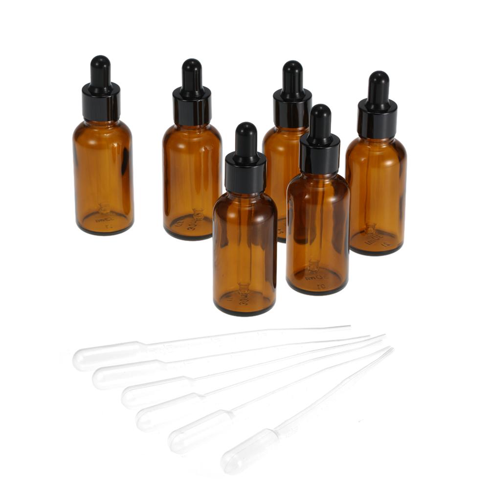 6 chai thủy tinh màu tawny có đầu bóp đựng tinh dầu 30ml,