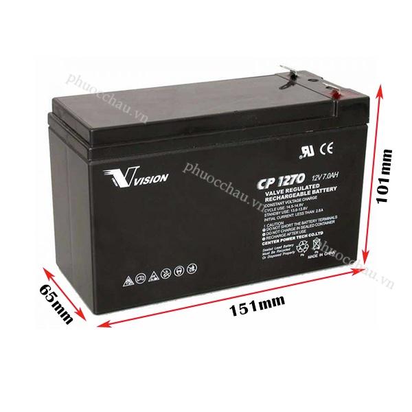 Ắc Quy Vision 12V-7Ah CP1270 - Chuyên Dùng Cho Nguồn Dự Phòng