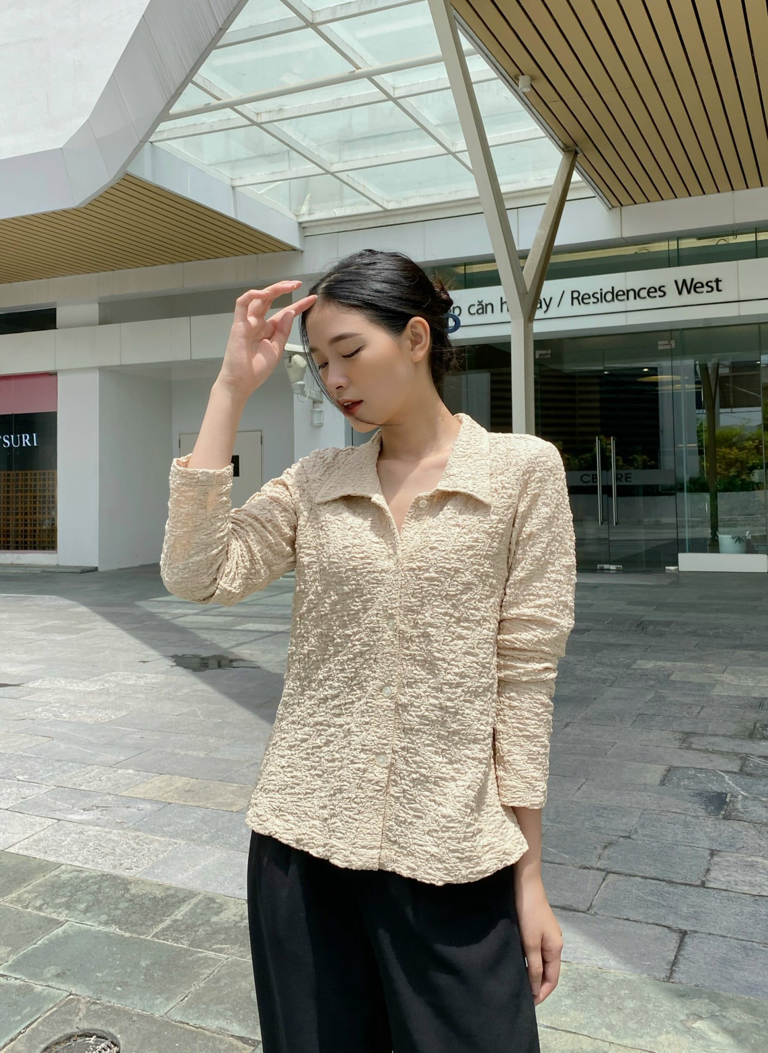 YU CHERRY | Áo nữ Pattern Spandex Shirt YA378