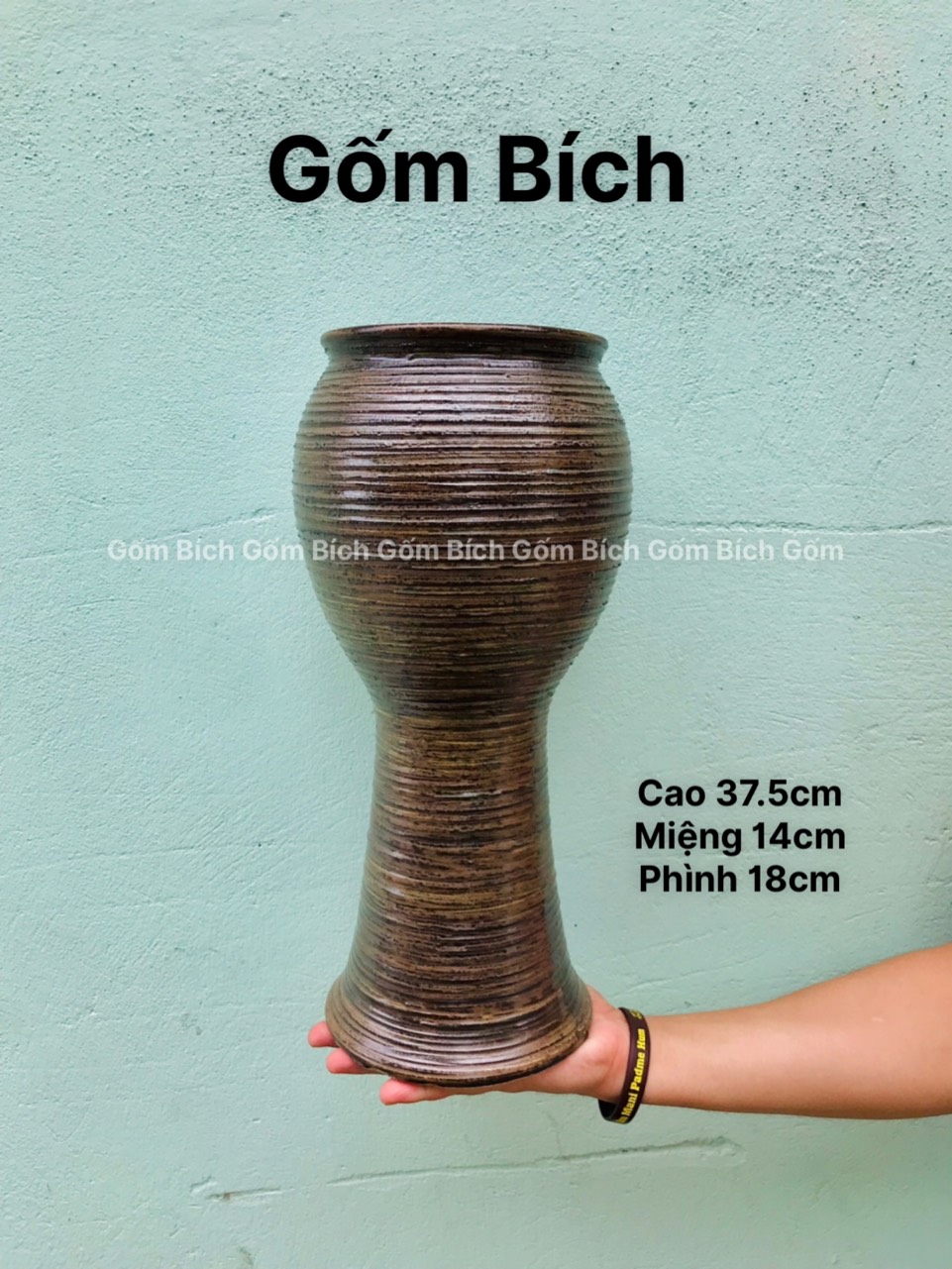 Bình Hoa Lọ Hoa Dáng Ly Rượu Vang Men Mộc Gốm Sứ Bát Tràng - Gốm Bích