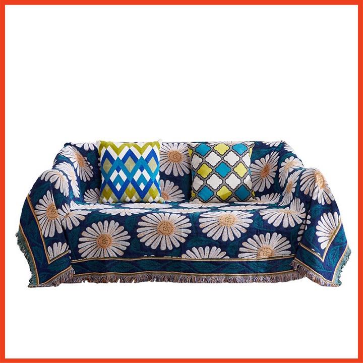 Thảm Sofa, Thảm Trang Trí Thổ Cẩm Cotton Fabric - 130cm x 180cm Hoa Cúc