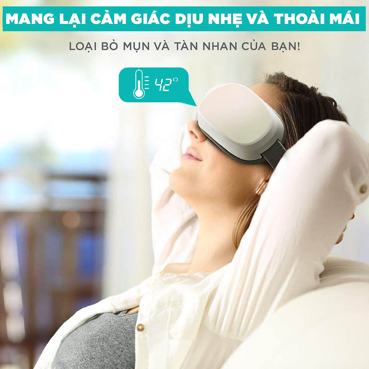 Máy Massage Mắt Cao Cấp KINGTECH KY-925 - Mát xa Áp Suất Túi Khí Kèm Nhiệt - Tích Hợp Nghe Nhạc Bluetooth -  Giảm Mỏi, Khô Mắt, Quầng Thâm - Cải Thiện Giấc Ngủ - Hàng Chính Hãng