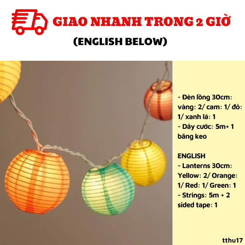 Bộ đèn lồng trang trí trung thu 3 màu tthu17