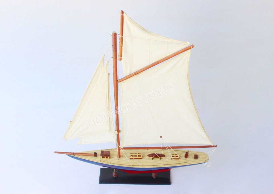 Mô hình thuyền gỗ Thuận buồm xuôi gió Columbia (Đỏ-xanh dương) 50cm