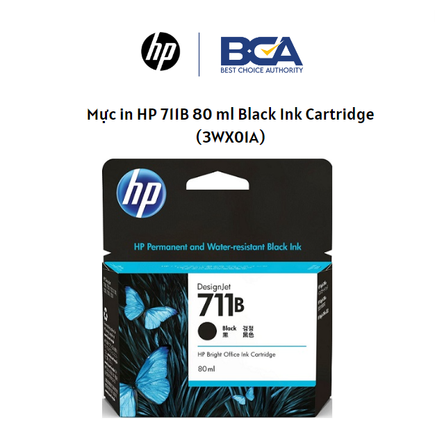 Mực in HP 711B 80 ml Black Ink Cartridge (3WX01A) ( Thay cho mã mưc CZ133A)-Hàng chính hãng