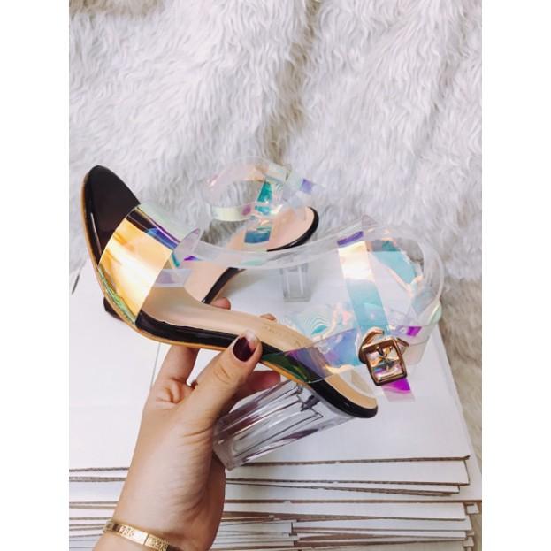 Giày Cao Gót 9p Quai Trong Cầu Vòng
