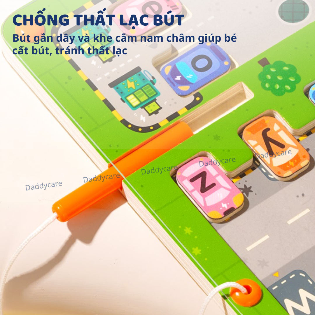 Bảng chữ cái nam châm, bảng gỗ mê cung Mideer Magnetic Maze- Parking Lot