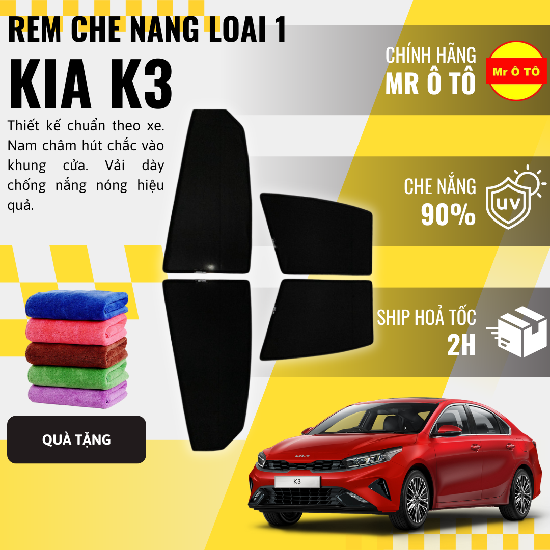 Rèm Che Nắng Xe Kia Cerato/ K3/ Forte Loại 1 Mr Ô TÔ Bảo Hành 24 tháng Cam Kết Chuẩn Khít Theo Xe